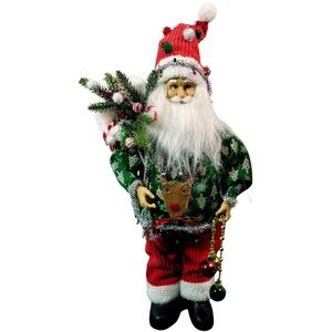 Raz Imports 21" Ugly Sweater Santa Claus Christmas Tree Ornaments Bells Hat Red
